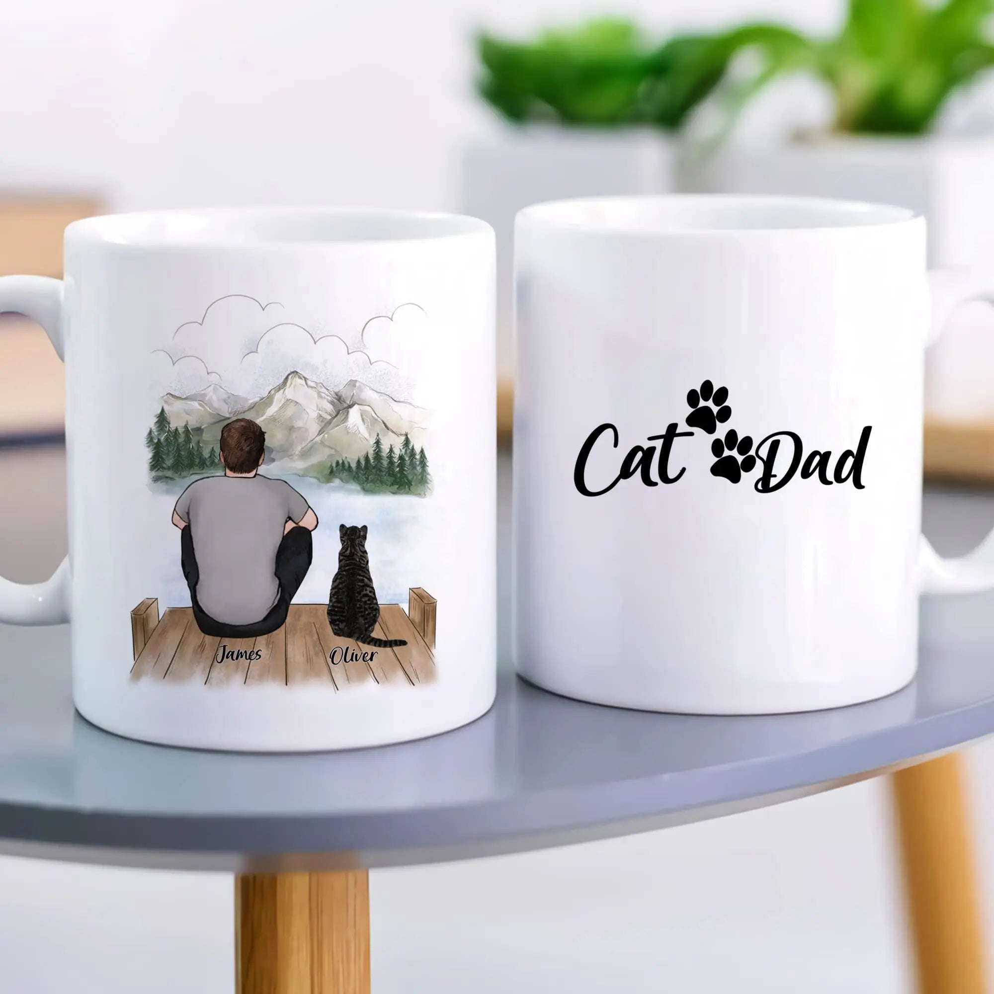 Personalized Cat Dad Coffee Mug - Customizable Gift for Cat Lovers - Unique Design for Birthdays, Christmas, and Father&