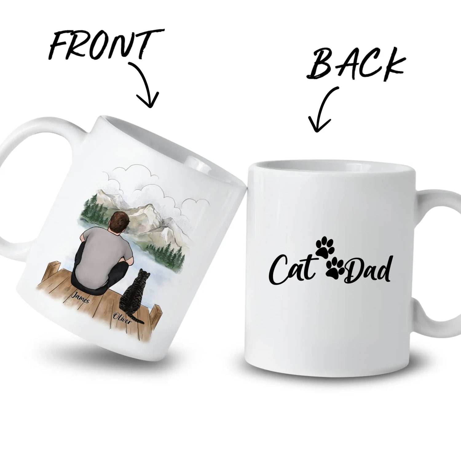 Personalized Cat Dad Coffee Mug - Customizable Gift for Cat Lovers - Unique Design for Birthdays, Christmas, and Father&