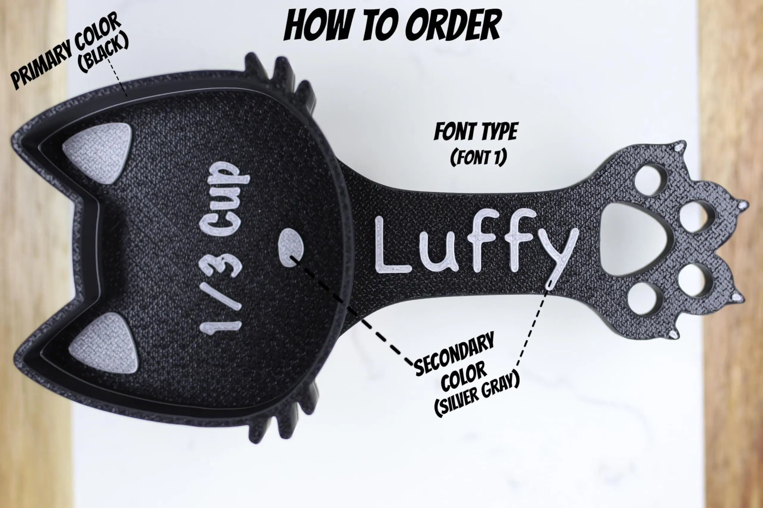 Personalized Cat Food kibble Scoop Custom Cat Scoop Pet Kibble Scoop Pet Food dispenser Cat Measuring Scoop New Cat Gift Idea Cat Lover Gift (2oz - 1/4 Cup) Kibblescoop
