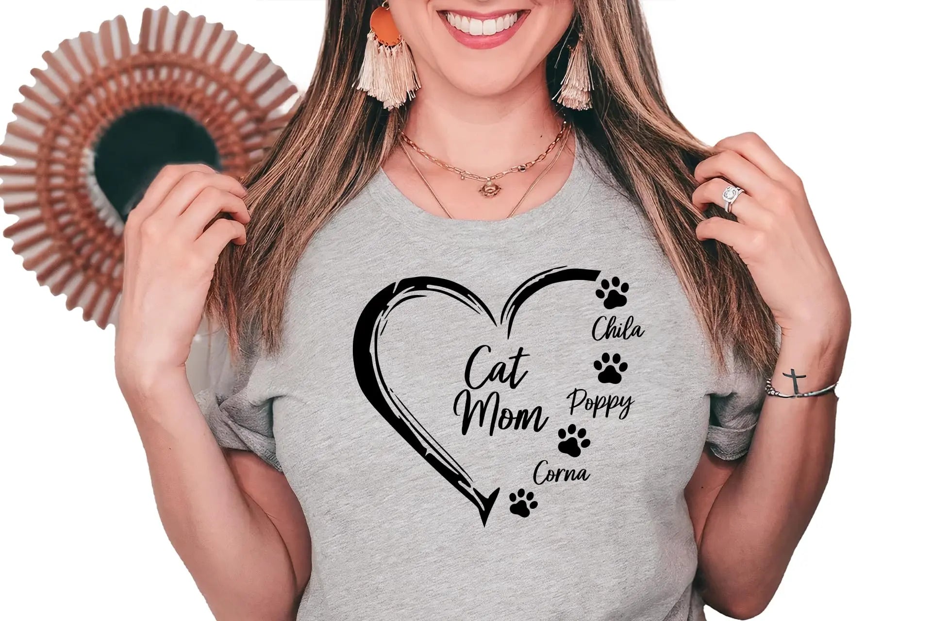 Personalized Cat Mom T-Shirt Animal Lover Mother&
