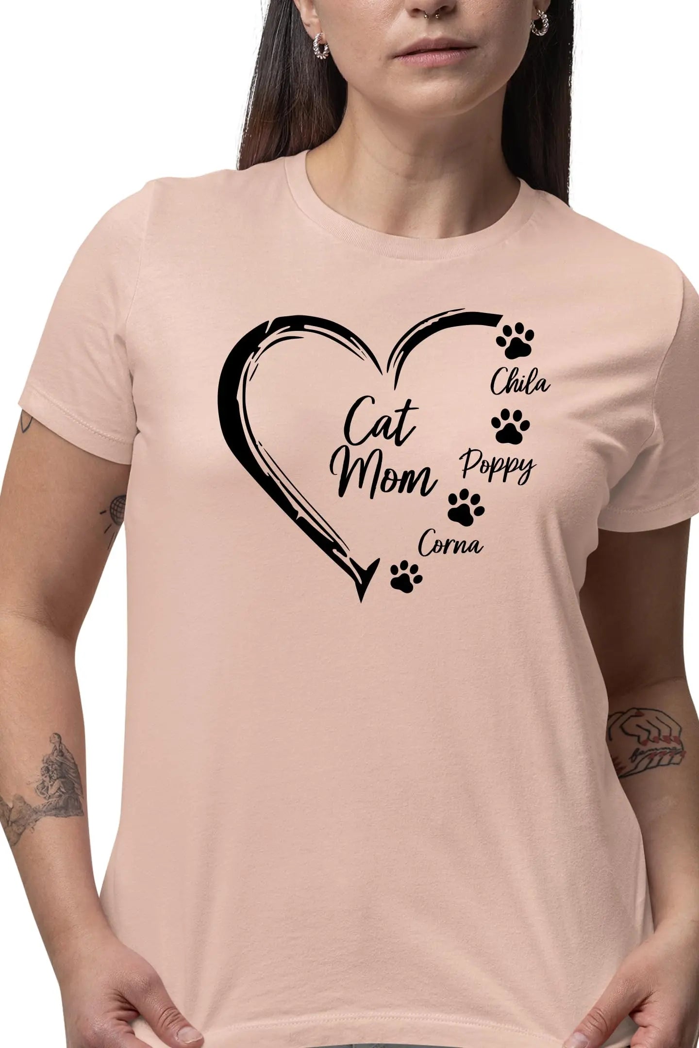 Personalized Cat Mom T-Shirt Animal Lover Mother&