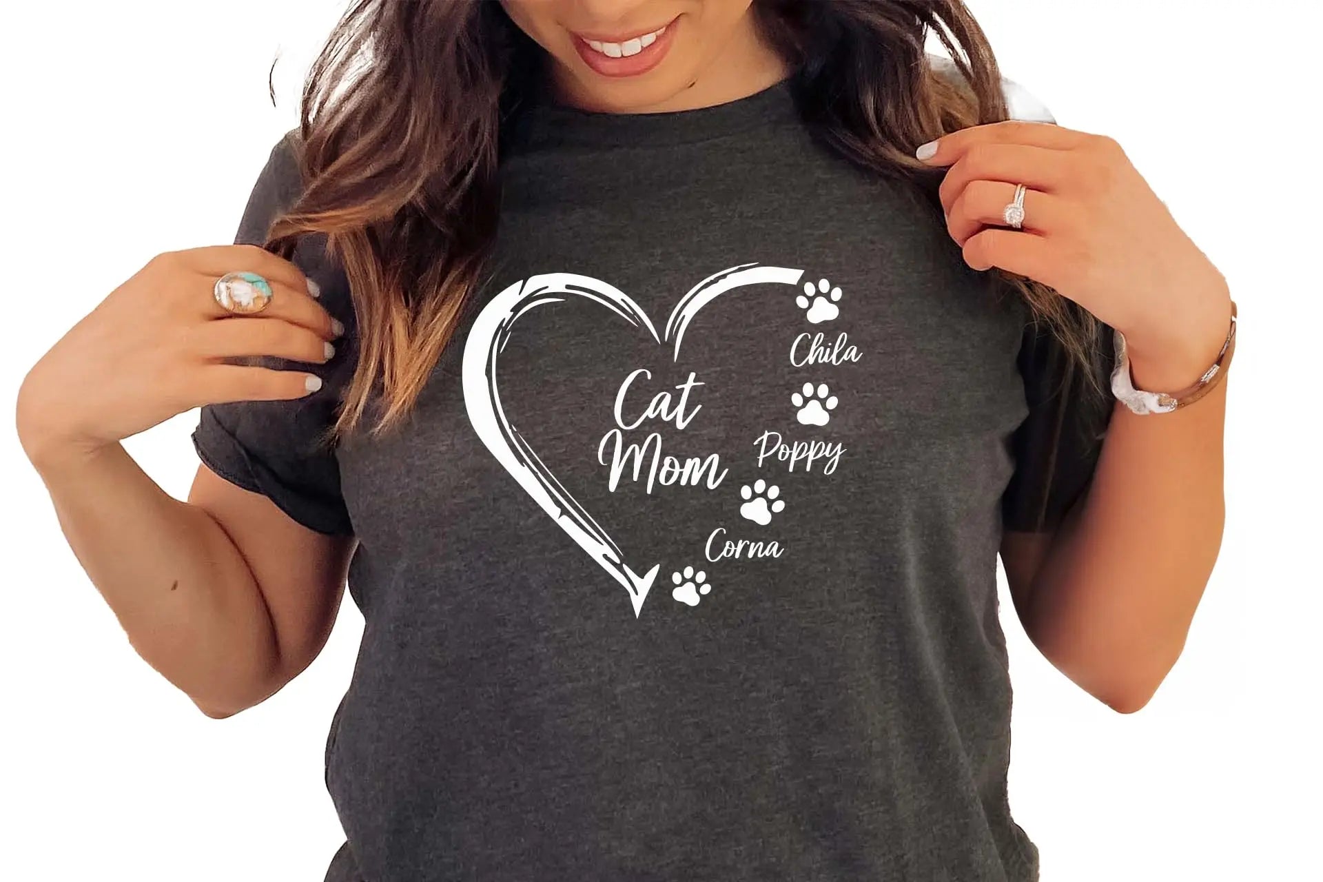 Personalized Cat Mom T-Shirt Animal Lover Mother&