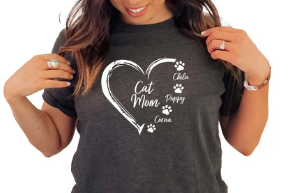 Personalized Cat Mom T-Shirt Animal Lover Mother&