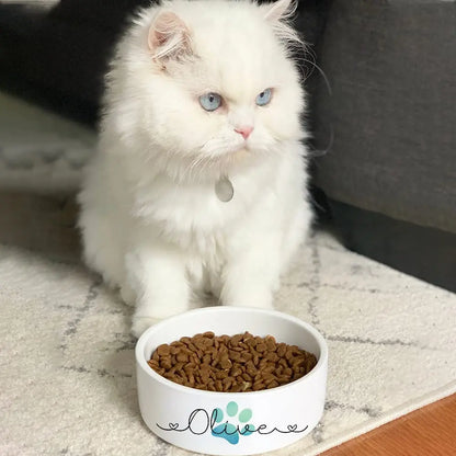 Personalized Ceramic Pet Bowls - Custom Name Dog, Cat &amp; Rabbit Bowls w/Super Cute Icon, Customized Pet Dish for Water, Dry &amp; Wet Food, Pet Owner, Available in Small &amp; Large Sizes AlpadilAndCo