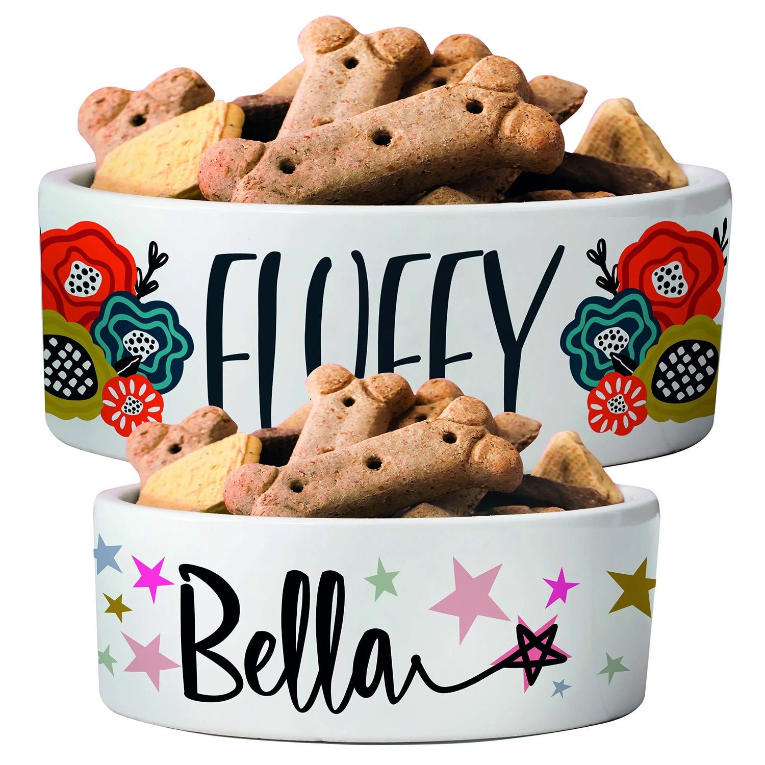 Personalized Ceramic Pet Bowls | Customizable 14 Designs w Your Pet’s Name | 6 inches - Custom Pet Bowls for Dog, Cat, Puppy or Kitten - Dish for Dry, Wet Food or Water - Pet Owner Gifts Personalized Favors