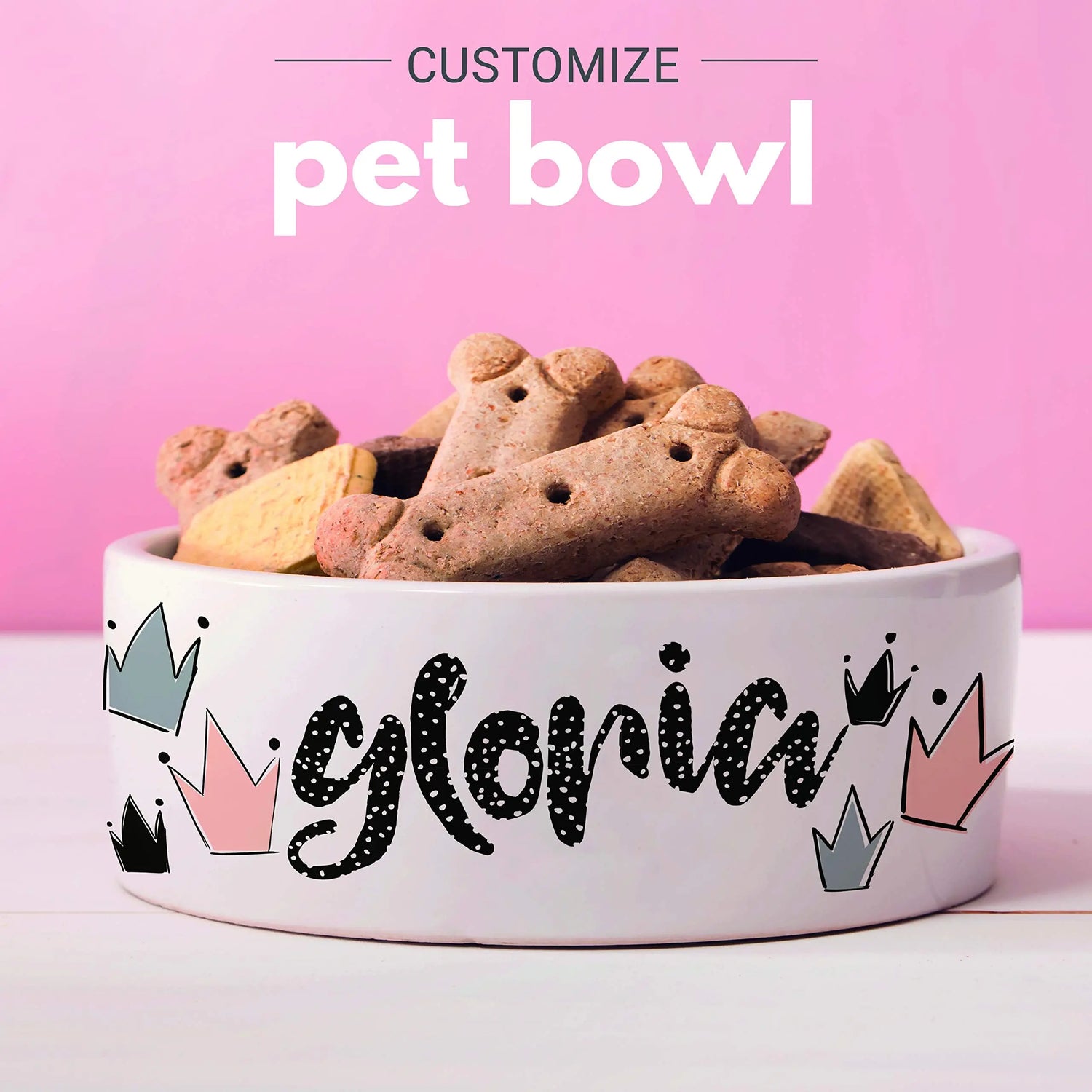 Personalized Ceramic Pet Bowls | Customizable 14 Designs w Your Pet’s Name | 6 inches - Custom Pet Bowls for Dog, Cat, Puppy or Kitten - Dish for Dry, Wet Food or Water - Pet Owner Gifts Personalized Favors