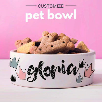 Personalized Ceramic Pet Bowls | Customizable 14 Designs w Your Pet’s Name | 6 inches - Custom Pet Bowls for Dog, Cat, Puppy or Kitten - Dish for Dry, Wet Food or Water - Pet Owner Gifts Personalized Favors