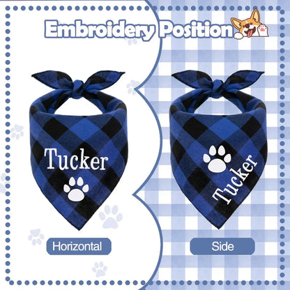 Personalized Dog Bandana Embroidered Name Custom Neckwear Ulico
