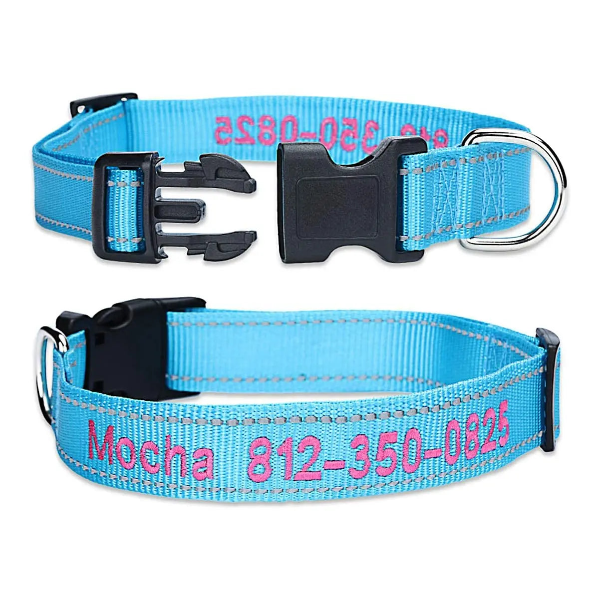Personalized Dog Collar, Custom Embroidered Pet Name and Phone Number 4 Adjustable Sizes X-Small Small Medium Large Quick Release Buckle and D-Ring YDL