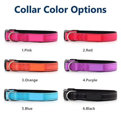 Personalized Dog Collars Custom with Pet Name and Phone Number, Soft Neoprene Padded Reflective Nylon Collar, 4 Adjustable Sizes - for Boy, Girl Dogs PLUTUS PET