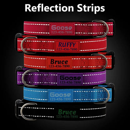 Personalized Dog Collars Custom with Pet Name and Phone Number, Soft Neoprene Padded Reflective Nylon Collar, 4 Adjustable Sizes - for Boy, Girl Dogs PLUTUS PET