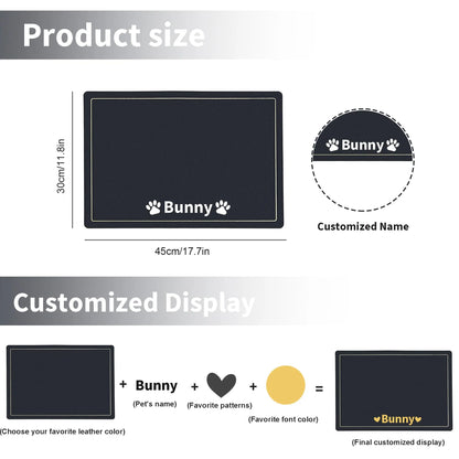 Personalized Dog Food Mat for Food and Water with Name BUGMKCS