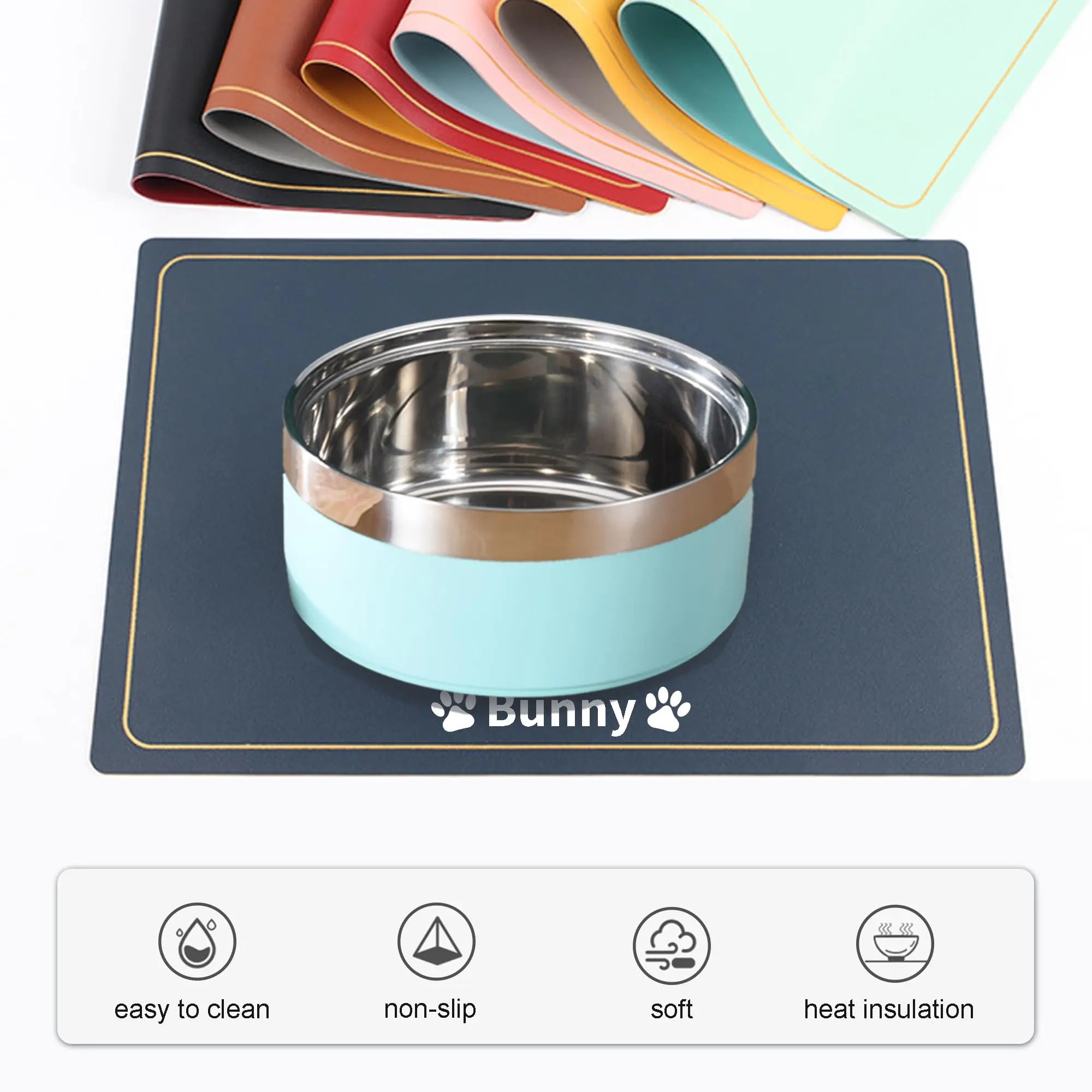 Personalized Dog Food Mat for Food and Water with Name BUGMKCS