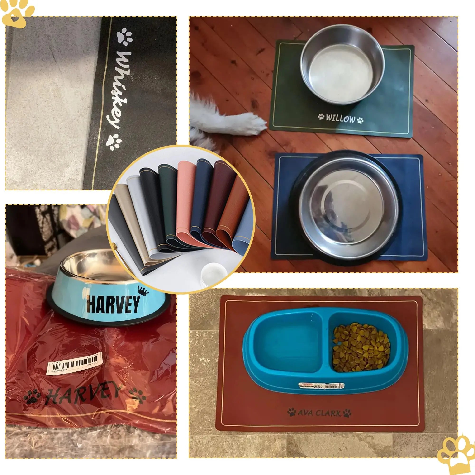 Personalized Dog Food Mat for Food and Water with Name BUGMKCS