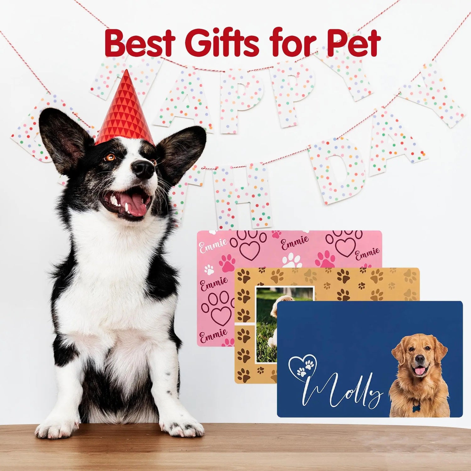Personalized Dog Food Mat with Photo Name Custom Bowl Mat Faroishta