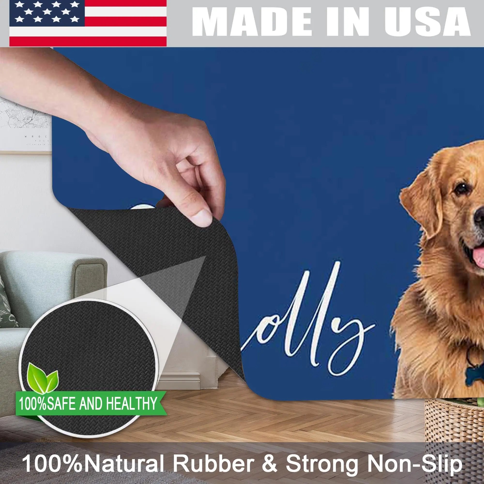 Personalized Dog Food Mat with Photo Name Custom Bowl Mat Faroishta