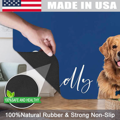Personalized Dog Food Mat with Photo Name Custom Bowl Mat Faroishta