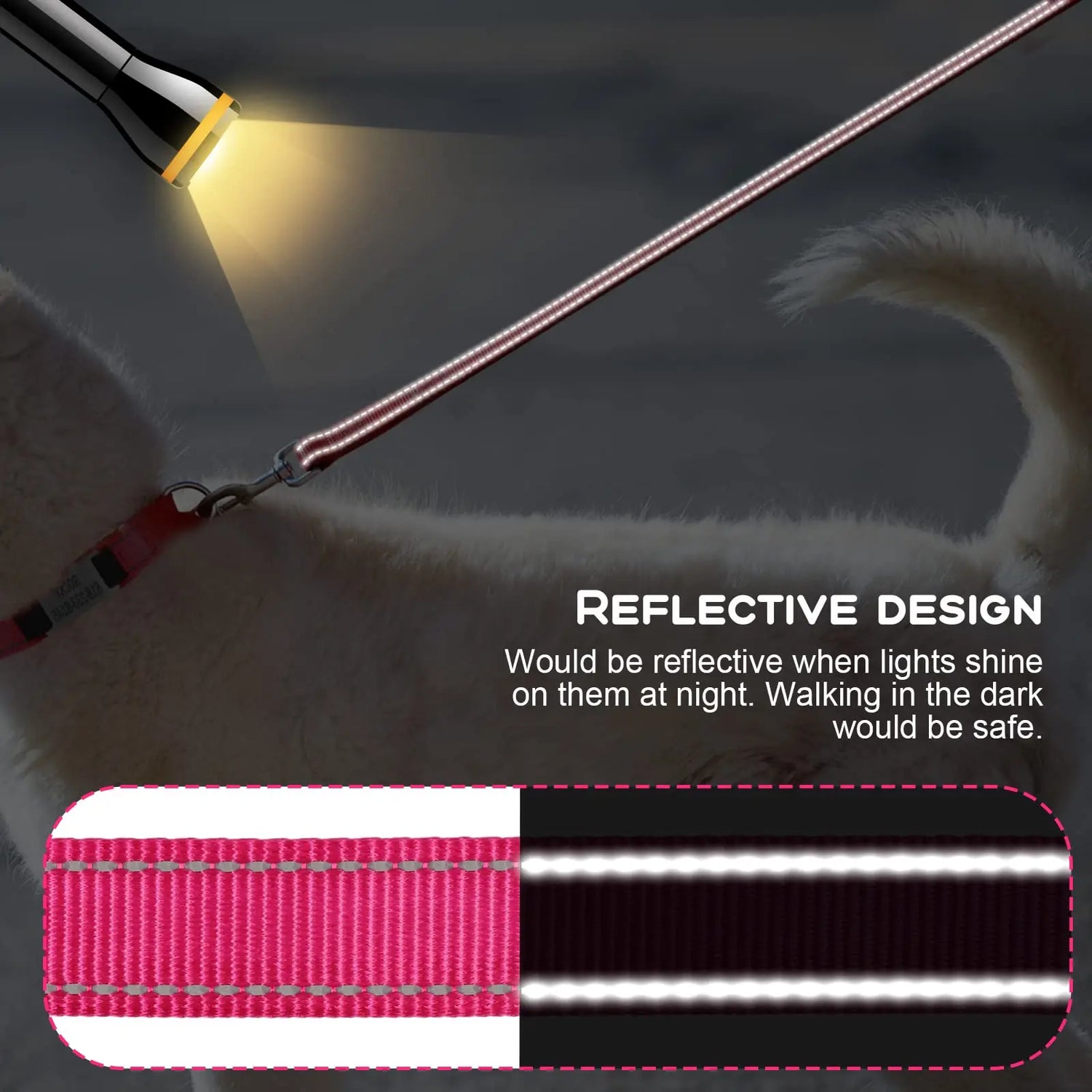 Personalized Dog Leash 6 FT Reflective Custom Embroidered suncliff