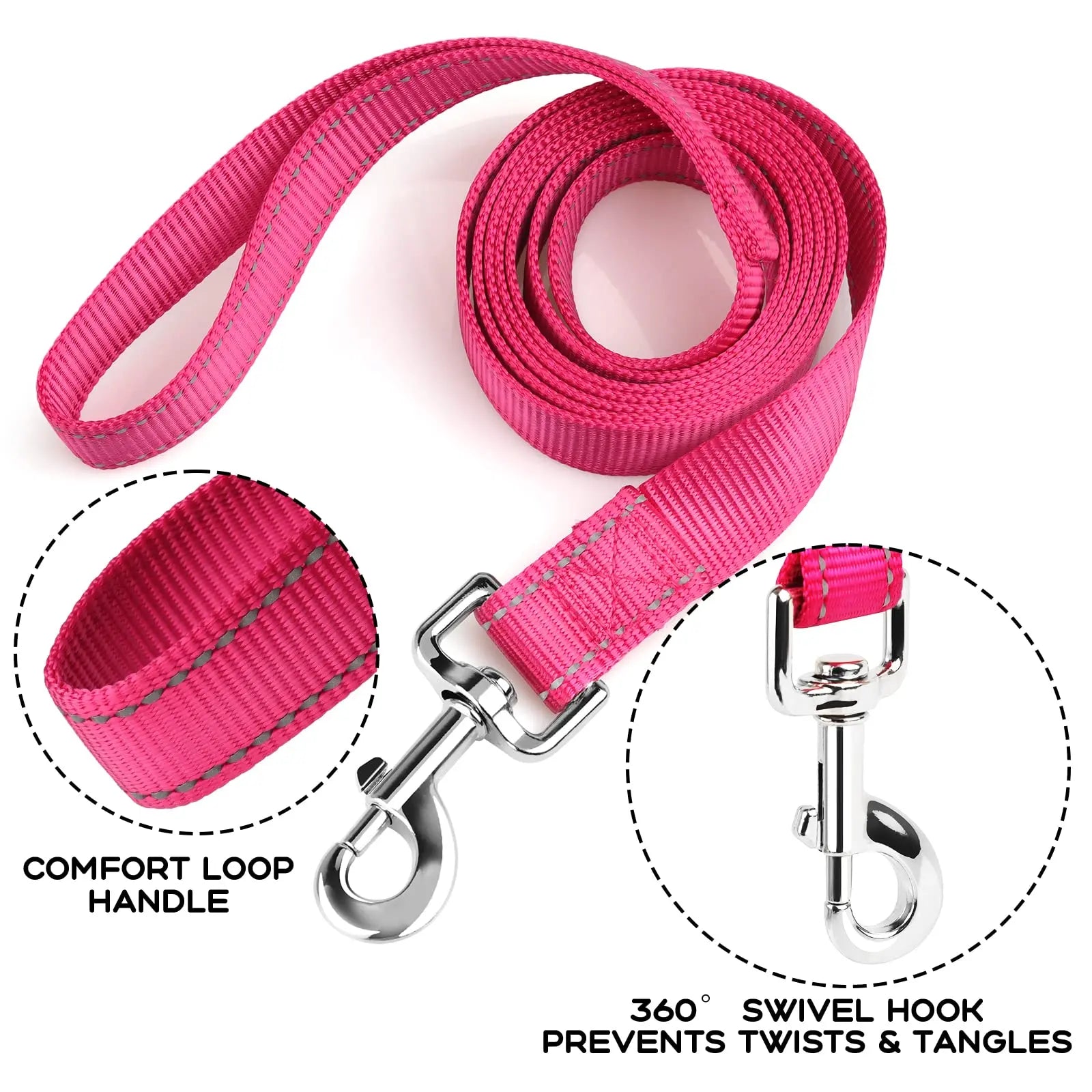 Personalized Dog Leash 6 FT Reflective Custom Embroidered suncliff