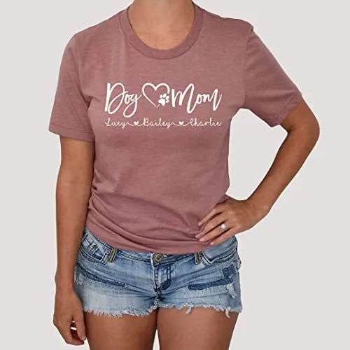 Personalized Dog Mom Shirt with Names for Dog Lovers LEVY PAW