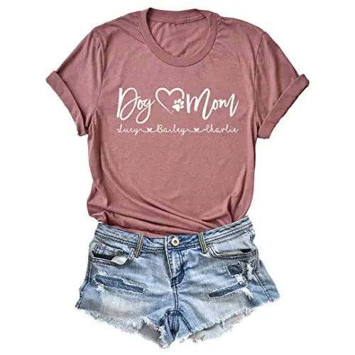 Personalized Dog Mom Shirt with Names for Dog Lovers LEVY PAW