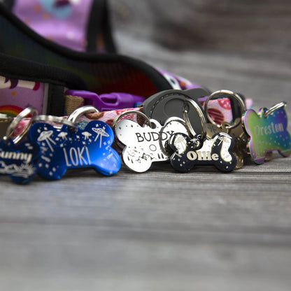 Personalized Dog Tag with 5 Lines of Custom Deep Engraved Durable Stainless Steel Pet ID Name Tag Designer Regular Size Bone PetANTastic