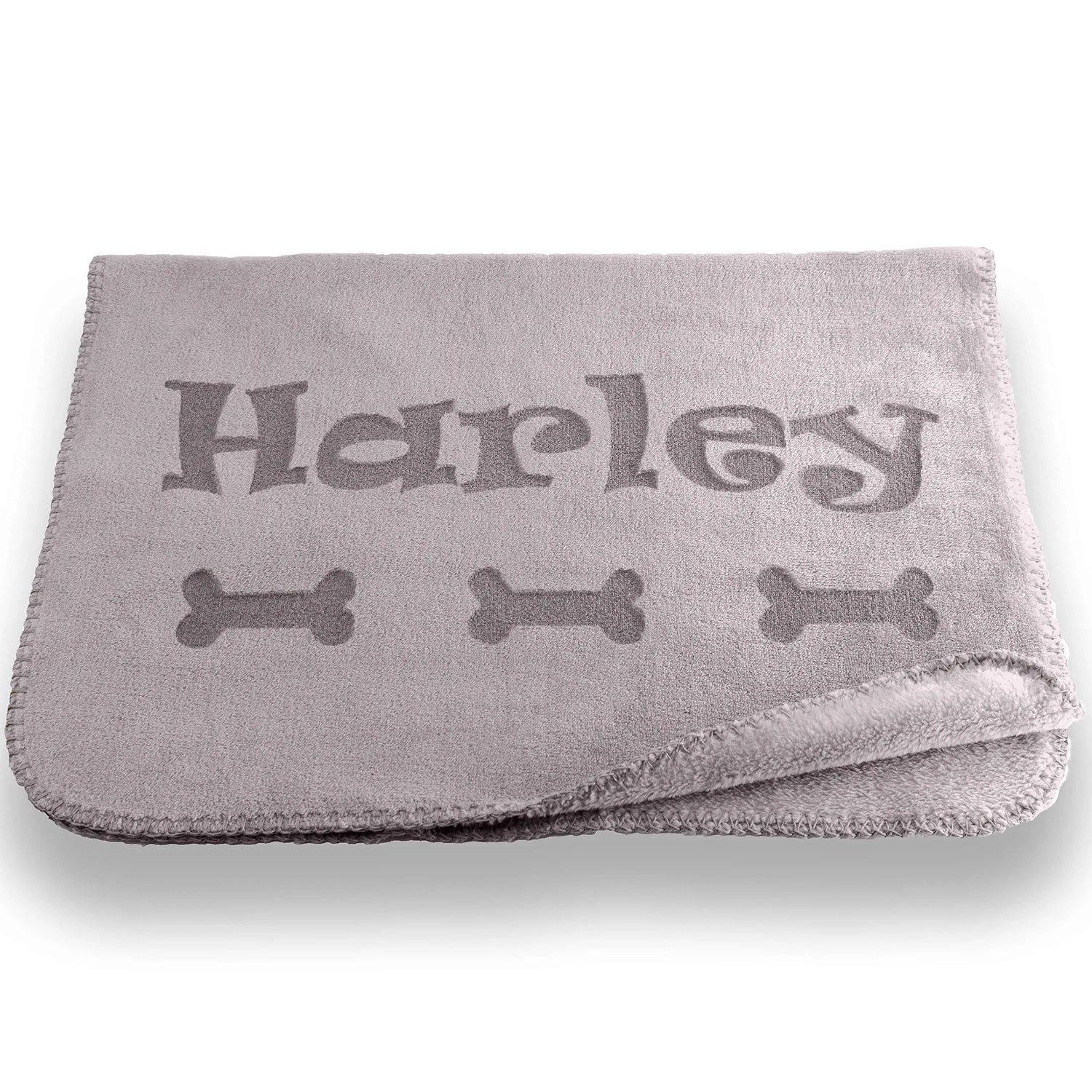 Personalized Microfiber Dog Blanket - Custom Name and Design - Small in Gray or Beige Custom Catch