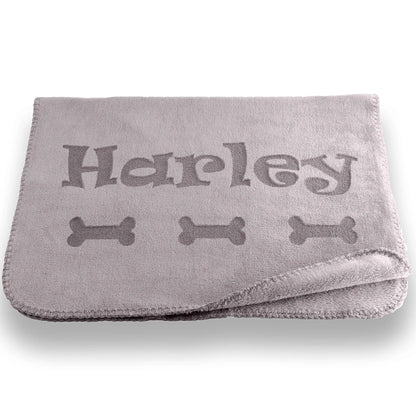 Personalized Microfiber Dog Blanket - Custom Name and Design - Small in Gray or Beige Custom Catch