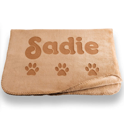 Personalized Microfiber Dog Blanket - Custom Name and Design - Small in Gray or Beige Custom Catch