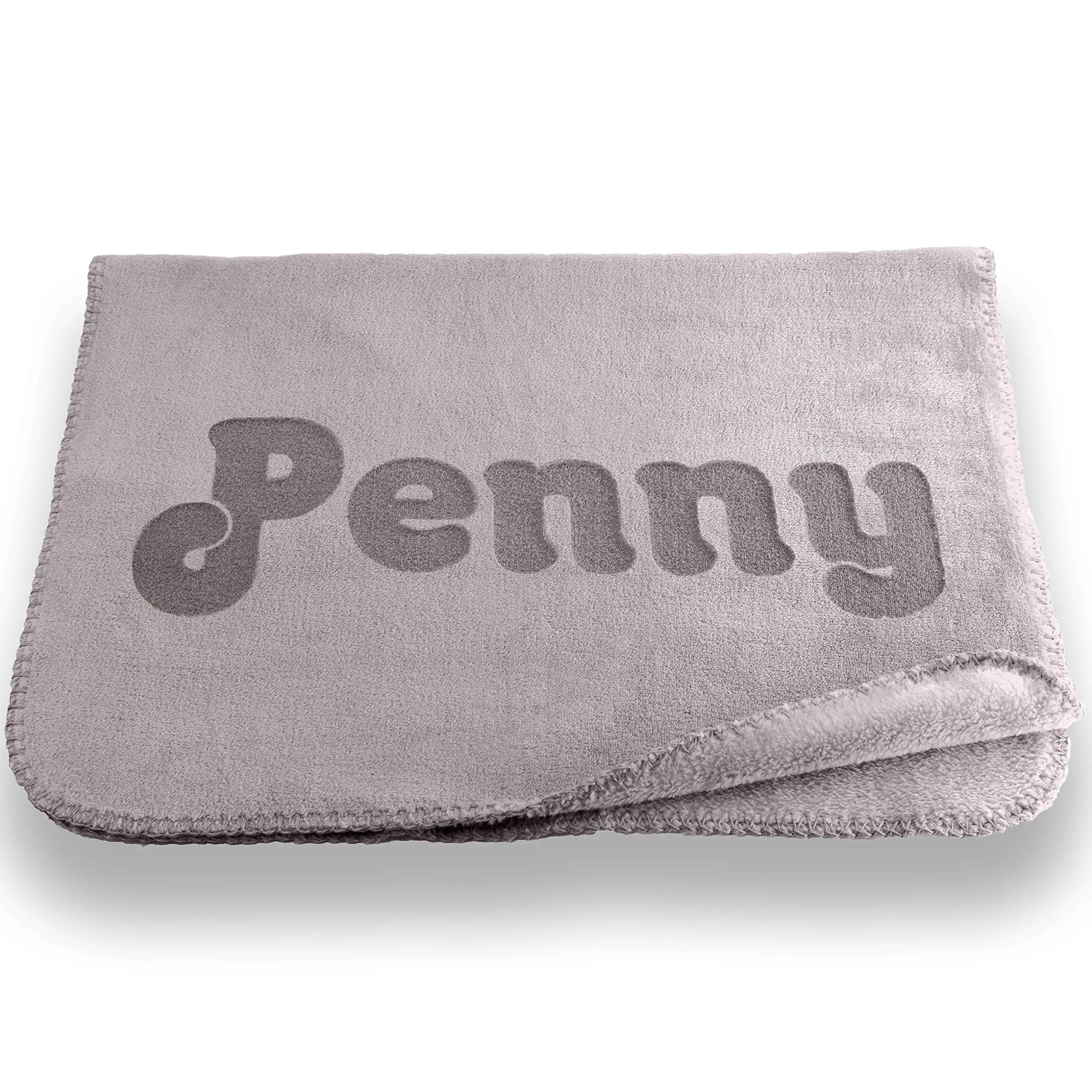 Personalized Microfiber Dog Blanket - Custom Name and Design - Small in Gray or Beige Custom Catch