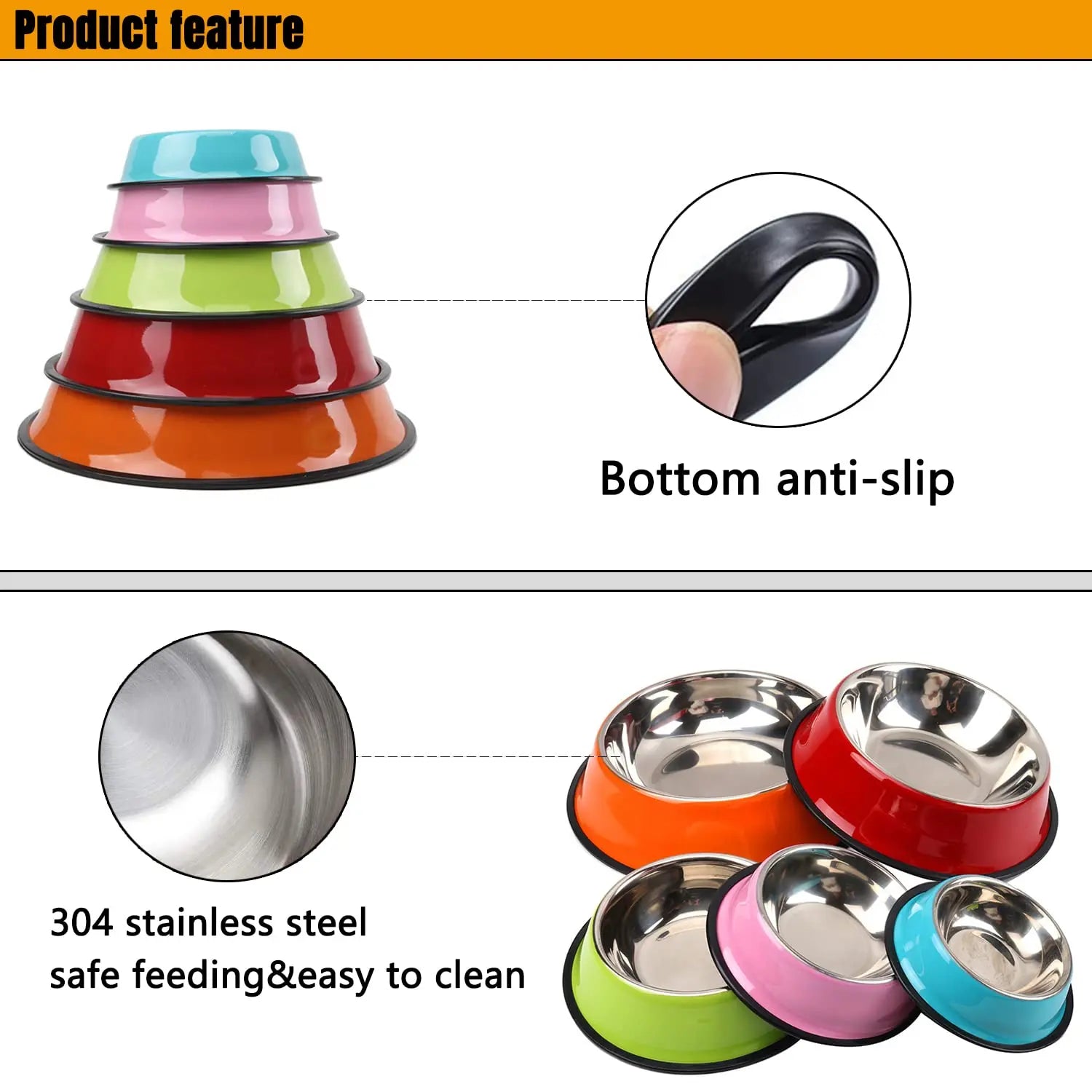 Personalized Name for Cat Dog Stainless Steel Colored Pet Puppy Cat Bowl Non-Slip Durable Pet Bowl Feeder Feeding Dog Water Bowl 通用