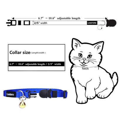 Personalized Nylon Cat Collar Breakaway with Bell - Custom Embroidered Text ID Collars with Pet Name and Phone Number Lsstore