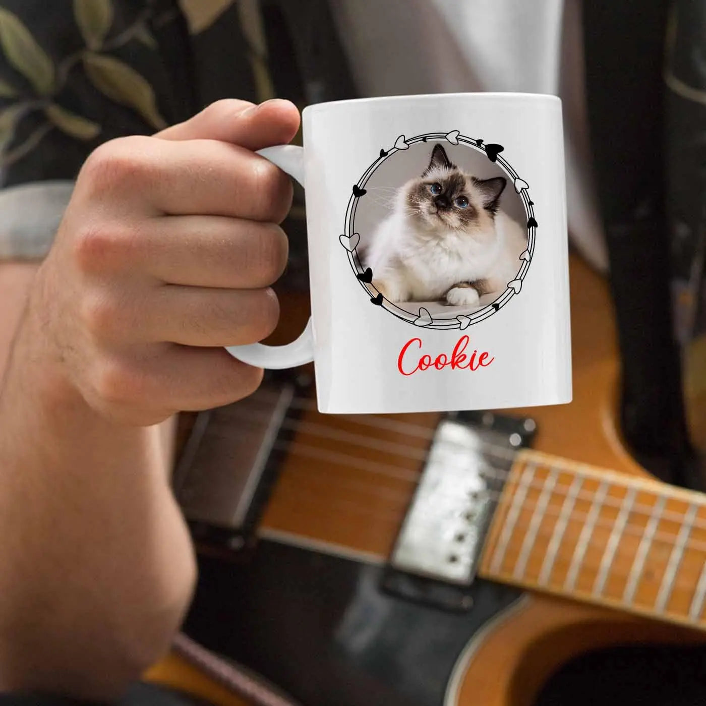 Personalized Photo Frame Cat Coffee Mug 11 Oz 15 Oz, Unique Cat Lovers White Ceramic Teacup Gifts For Christmas, Customized Cat Dad Cat Mom Coffee Cup, Unique Cats Cats Travel Mug Custom Name Photo Elido Store