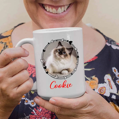Personalized Photo Frame Cat Coffee Mug 11 Oz 15 Oz, Unique Cat Lovers White Ceramic Teacup Gifts For Christmas, Customized Cat Dad Cat Mom Coffee Cup, Unique Cats Cats Travel Mug Custom Name Photo Elido Store