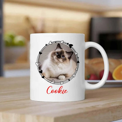 Personalized Photo Frame Cat Coffee Mug 11 Oz 15 Oz, Unique Cat Lovers White Ceramic Teacup Gifts For Christmas, Customized Cat Dad Cat Mom Coffee Cup, Unique Cats Cats Travel Mug Custom Name Photo Elido Store