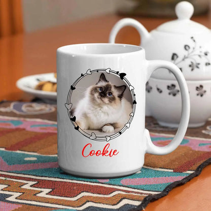 Personalized Photo Frame Cat Coffee Mug 11 Oz 15 Oz, Unique Cat Lovers White Ceramic Teacup Gifts For Christmas, Customized Cat Dad Cat Mom Coffee Cup, Unique Cats Cats Travel Mug Custom Name Photo Elido Store