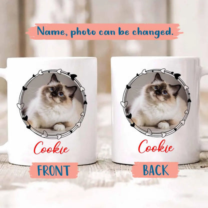 Personalized Photo Frame Cat Coffee Mug 11 Oz 15 Oz, Unique Cat Lovers White Ceramic Teacup Gifts For Christmas, Customized Cat Dad Cat Mom Coffee Cup, Unique Cats Cats Travel Mug Custom Name Photo Elido Store