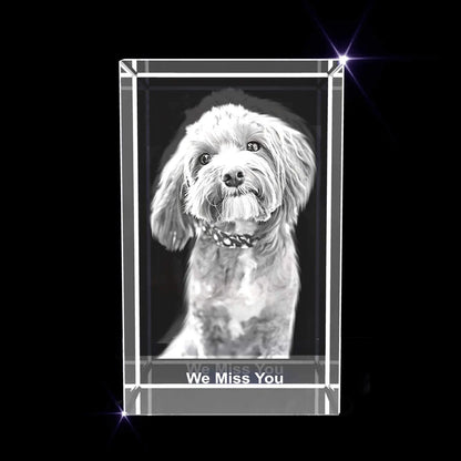 Personalized Photo Gift | 3D Engraved Crystal Keepsake | Gift | Décor | Collectible| Souvenir | Dogs Or Cats Personalized Photo Frame A&amp;B Crystal Collection