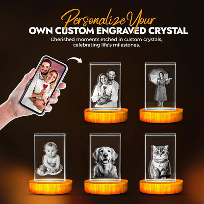 Personalized Photo Gift | 3D Engraved Crystal Keepsake | Gift | Décor | Collectible| Souvenir | Dogs Or Cats Personalized Photo Frame A&amp;B Crystal Collection