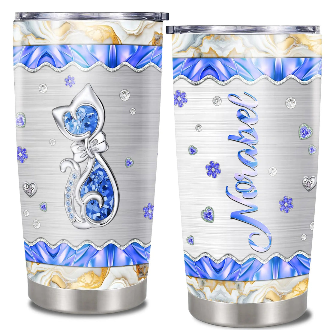 Personalized Photo Tumbler Custom Picture Text Name Travel Coffee Mug Cat Insulated Stainless Steel Cups Novelty Customized Gifts For Cats Pet Lovers Mom Women Dorris