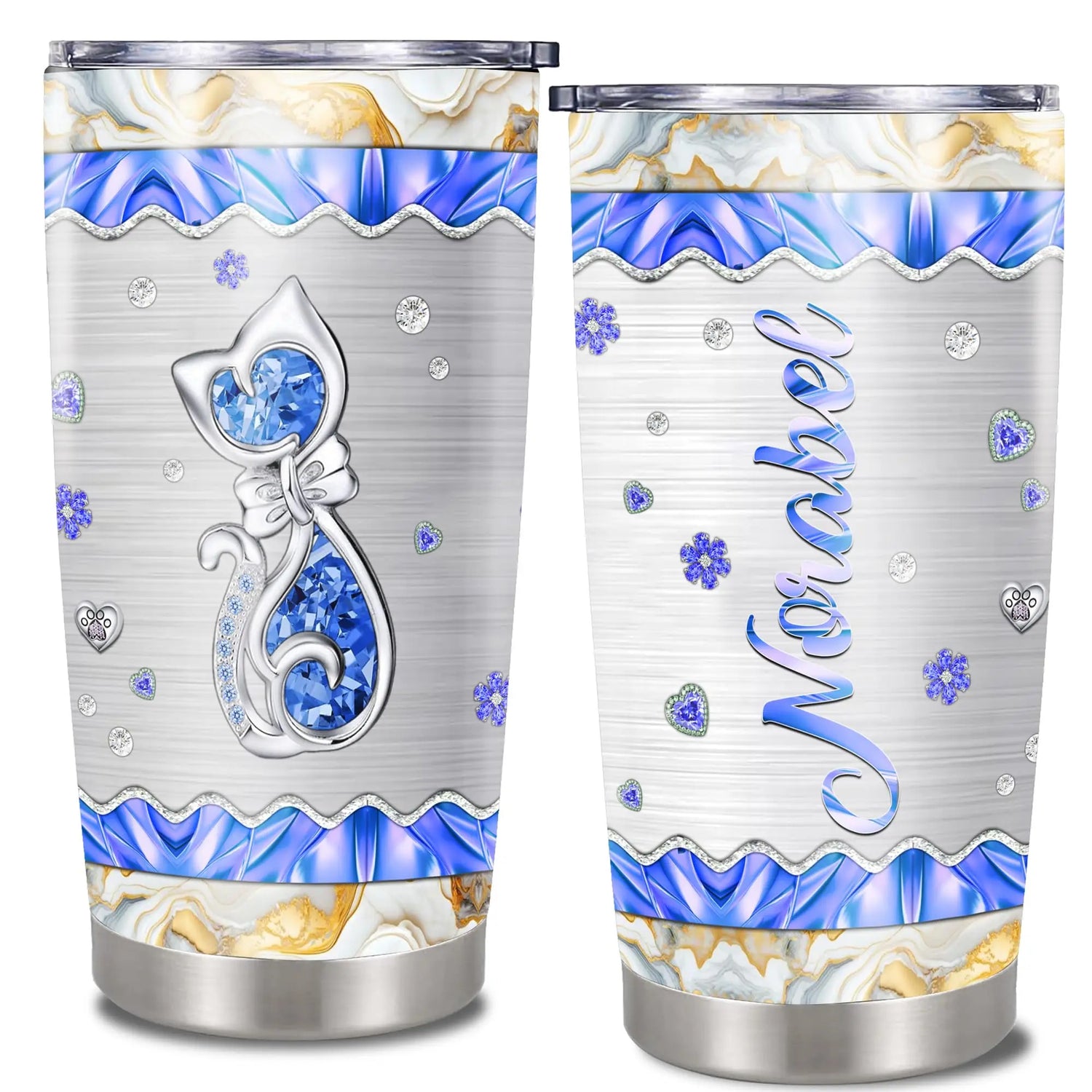 Personalized Photo Tumbler Custom Picture Text Name Travel Coffee Mug Cat Insulated Stainless Steel Cups Novelty Customized Gifts For Cats Pet Lovers Mom Women Dorris