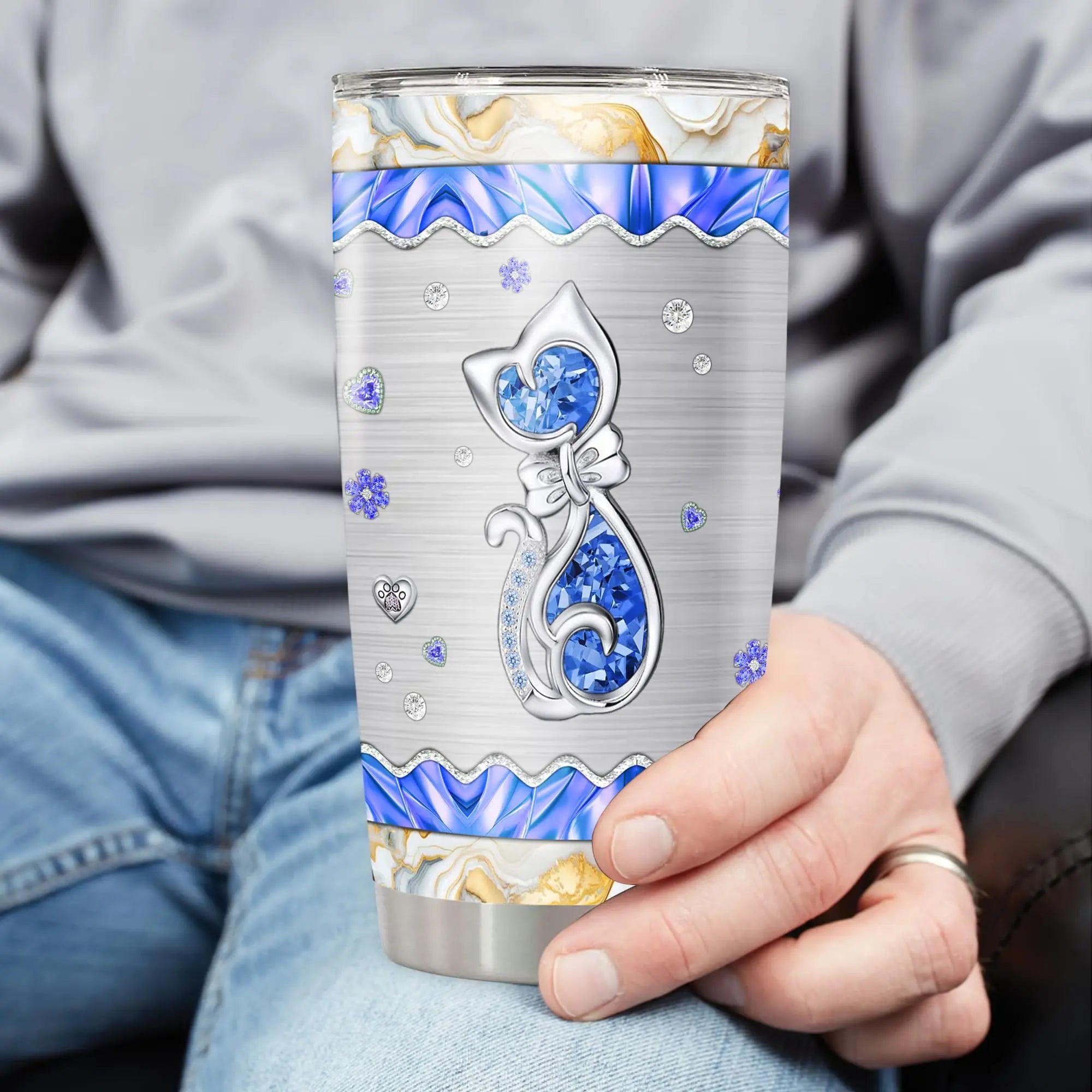 Personalized Photo Tumbler Custom Picture Text Name Travel Coffee Mug Cat Insulated Stainless Steel Cups Novelty Customized Gifts For Cats Pet Lovers Mom Women Dorris