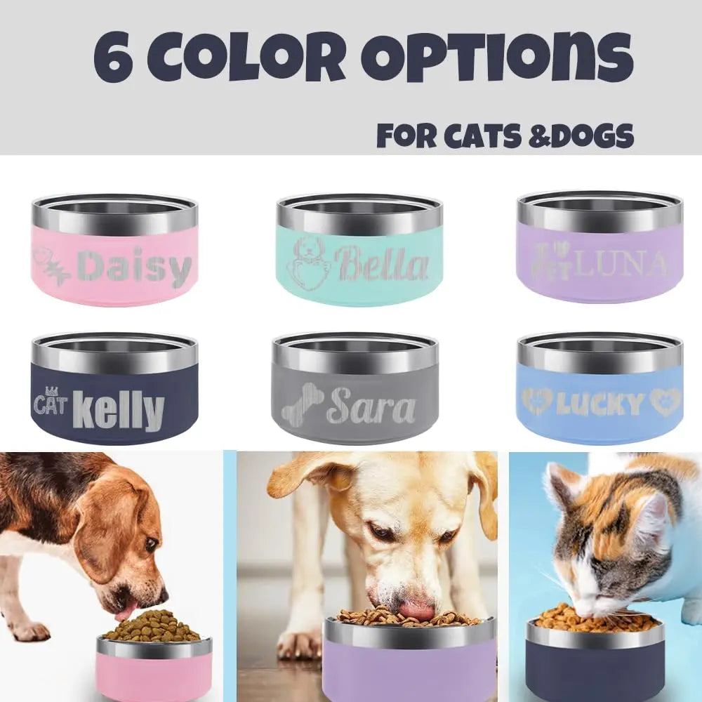 Personalized Stainless Steel Dog Cat Bowl with Name,Customized Laser Engraved Pet Bowl Non Slip for Water and Food 25oz,40oz,53oz(Pink) AnNengJing