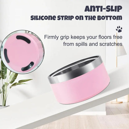 Personalized Stainless Steel Dog Cat Bowl with Name,Customized Laser Engraved Pet Bowl Non Slip for Water and Food 25oz,40oz,53oz(Pink) AnNengJing