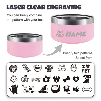 Personalized Stainless Steel Dog Cat Bowl with Name,Customized Laser Engraved Pet Bowl Non Slip for Water and Food 25oz,40oz,53oz(Pink) AnNengJing