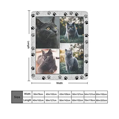 SHIYEL Custom Blanket with Photos for Cat Mom Ever, Personalized Picture Throws for Pets Lover, Customizable Blanket for Family Pets Gifts for Women Men Souvenirs, 4 Photos Collage Made in USA SHIYEL