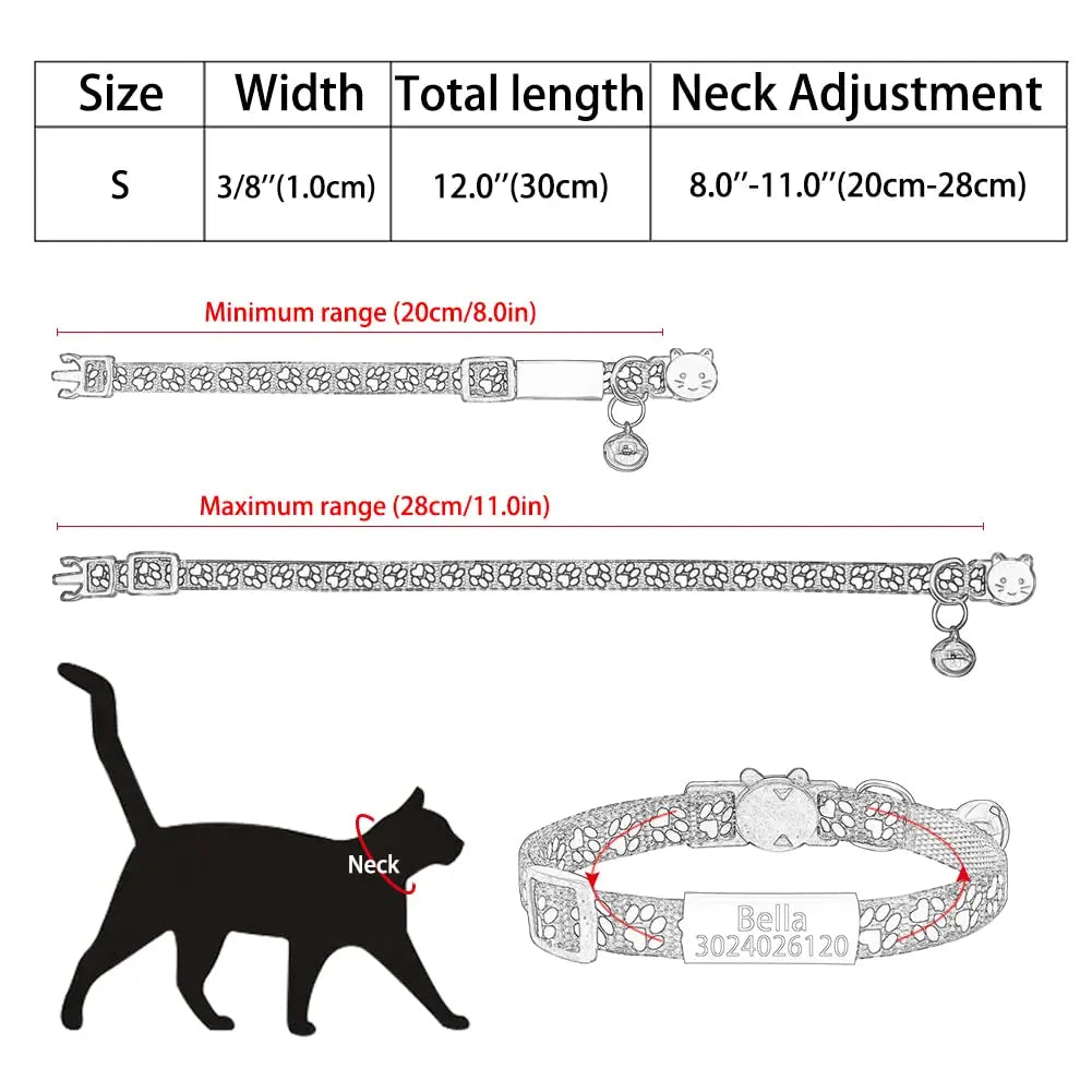 Senristar Personalized 2 Pack Reflective Cat Collar,Custom Breakaway Cat Collars with Name Tag and Bell,Anti-Lost Nameplate Cat Collar for Girls &amp; Boys (Purple,fit 8&