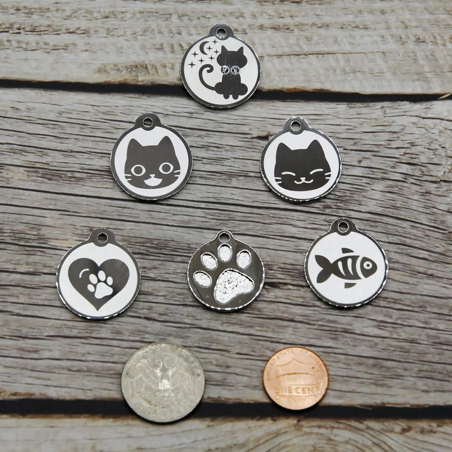 Stainless Steel Cat ID Tags - Engraved Personalized Cat Tags includes up to 4 Lines of Text with Kitty Shape PetANTastic