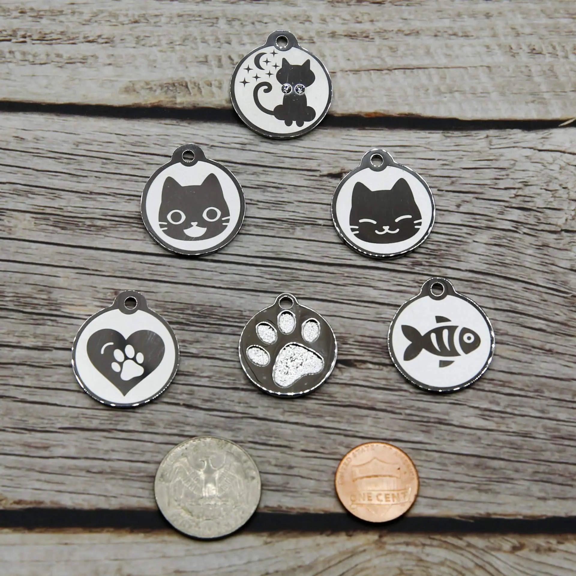 Stainless Steel Cat ID Tags - Engraved Personalized Cat Tags includes up to 4 Lines of Text with Kitty Shape PetANTastic