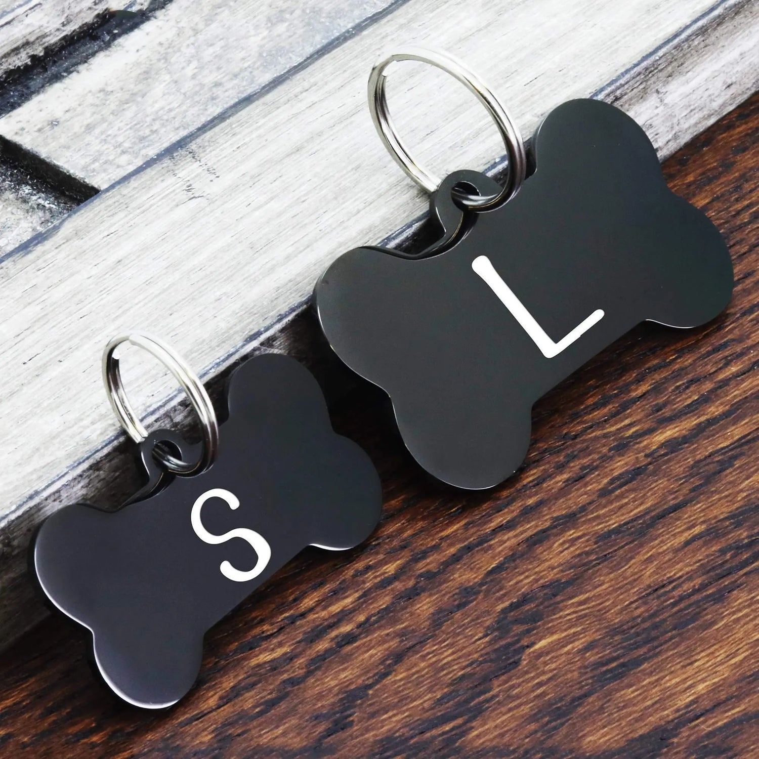 Ultra Joys Stainless Steel Pet ID Tag Dog Name Tags Personalized Front and Back Engraving, Customized Cat Tags, Optional Engraved on Both Sides, Bone Tag with Mountain Design, Large Ultra Joys